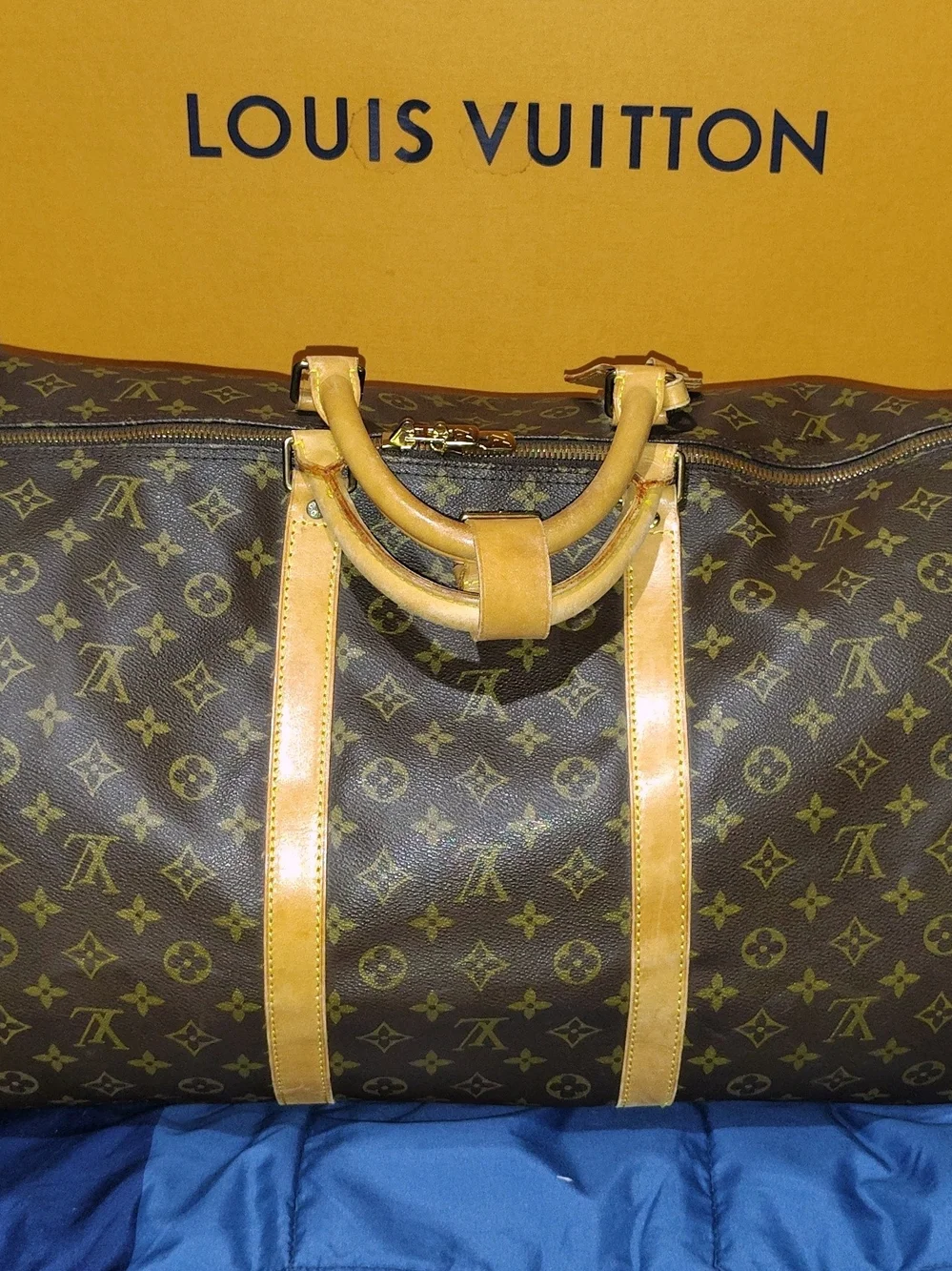 Louis Vuitton 60 Monogram Canvas Duffel Keepall with Tan Leather Trim